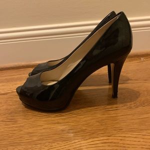 Patent Leather Open Toed Pumps